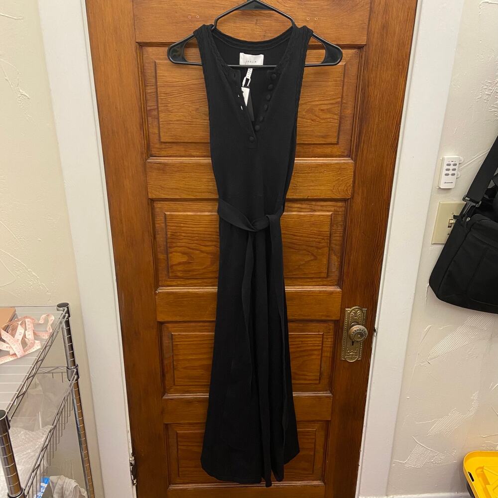 Joslin Isabel Organic Cotton Cashmere Knit Midi Dress Size XS Black $420